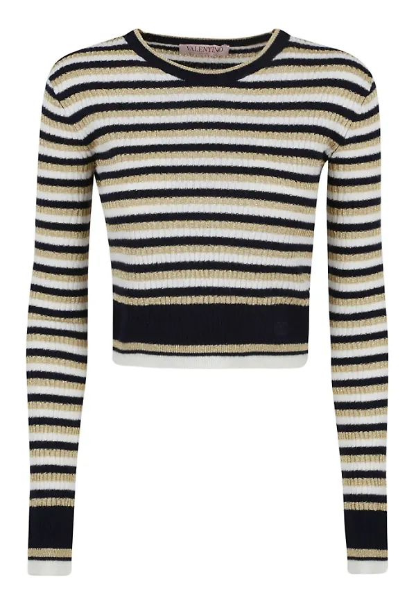 Valentino Garavani Round-neck Knitwear Beige, Dam