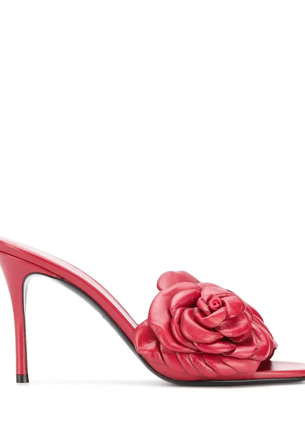 Valentino Garavani slip-ons med blomma - Röd