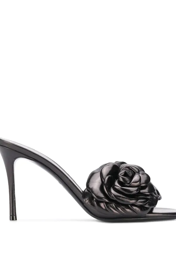 Valentino Garavani slip-ons med blomma - Svart