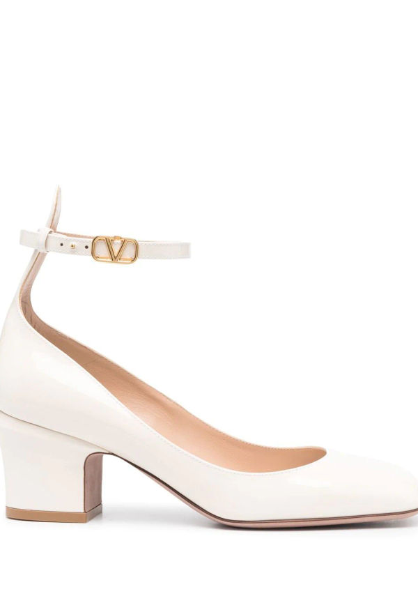 Valentino Garavani Tan-Go pumps i lackat läder 60 mm - Neutral