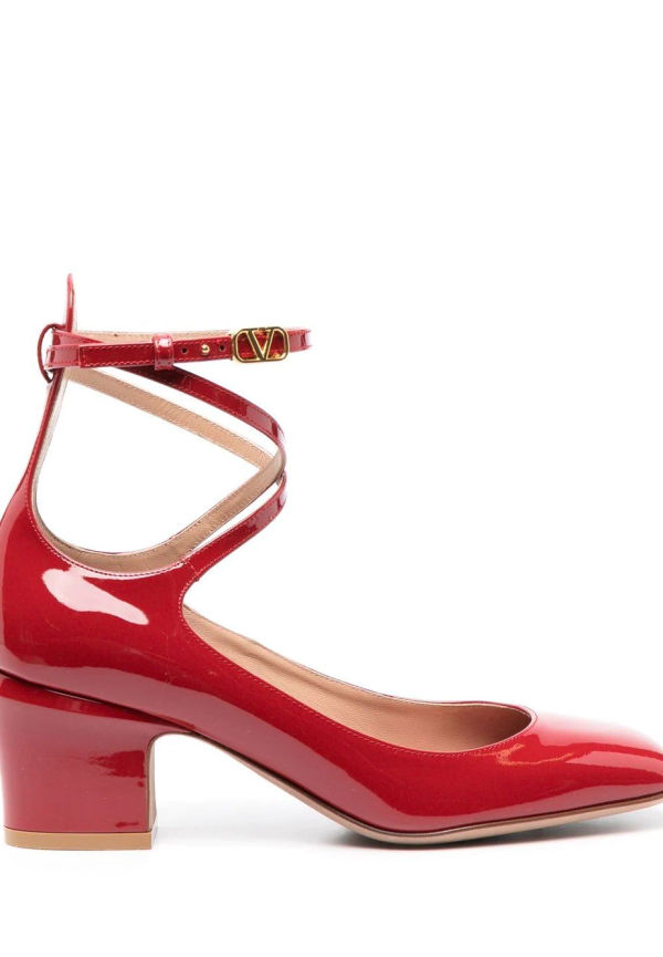 Valentino Garavani Tan-Go pumps i lackat läder 60 mm - Röd