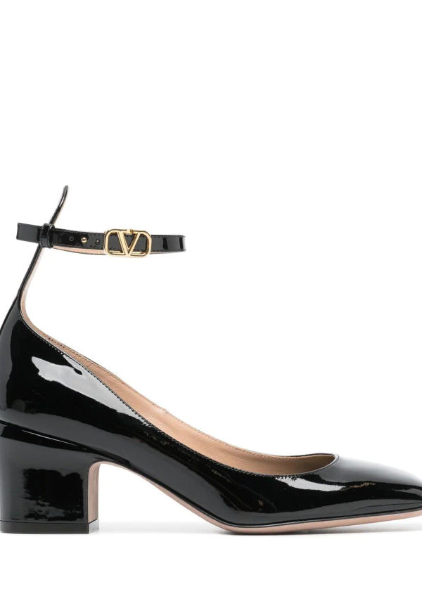 Valentino Garavani Tan-Go pumps i lackat läder 60 mm - Svart
