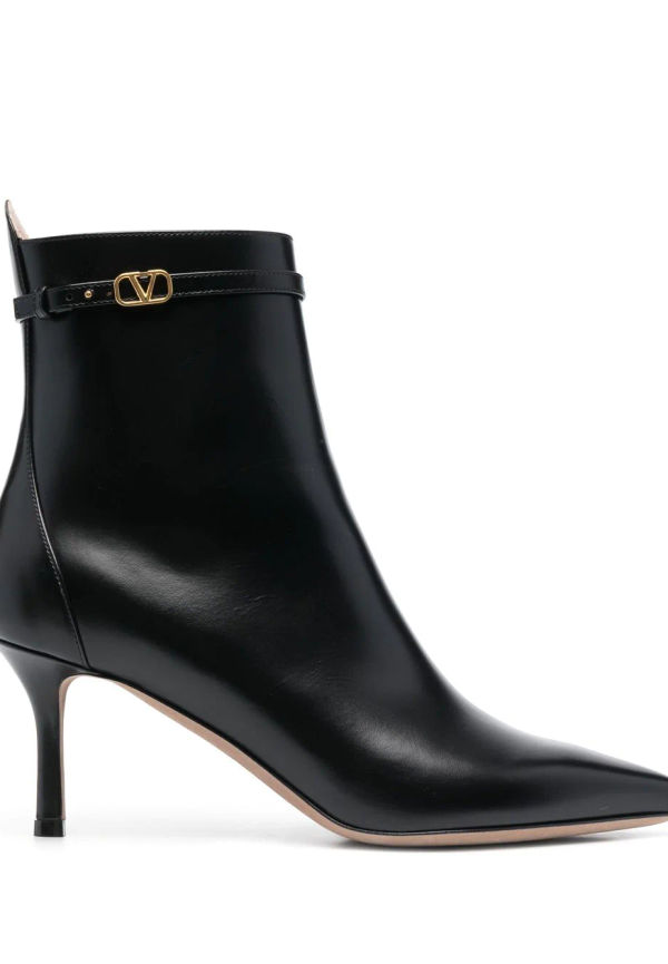 Valentino Garavani Tan-Go stövletter i läder 75 mm - Svart