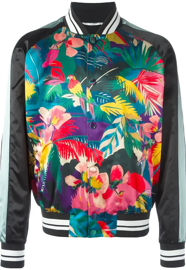 Valentino Garavani tropical print bomber jacket - Svart