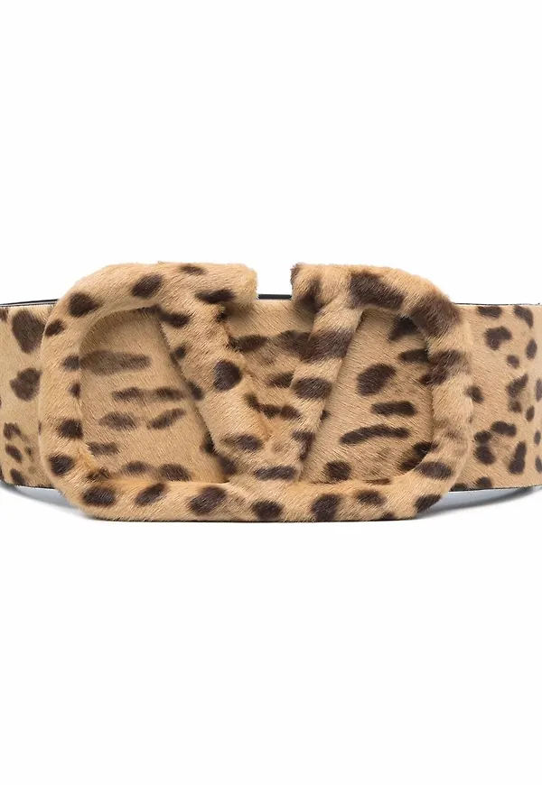 Valentino Garavani VLOGO leopardmönstrat bälte - Neutral