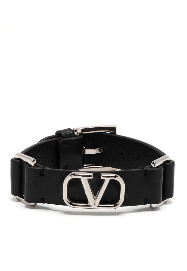 Valentino Garavani VLOGO läderarmband - Svart