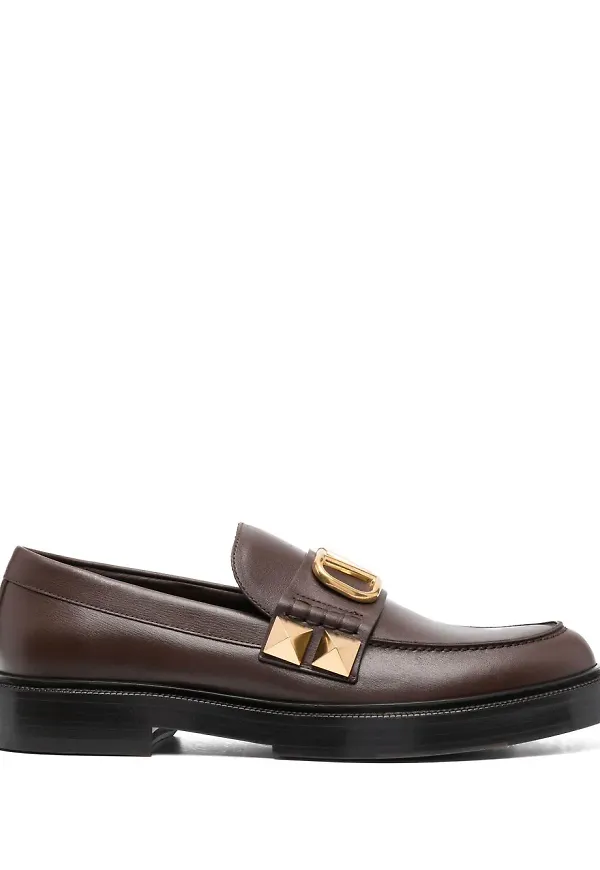 Valentino Garavani VLogo Rockstud loafers - Brun