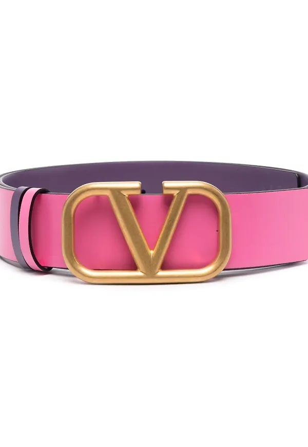 Valentino Garavani VLOGO vändbart läderbälte - Rosa