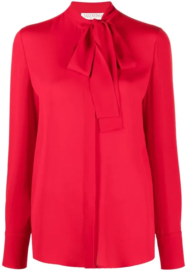 Valentino Georgette sidenblus - Röd