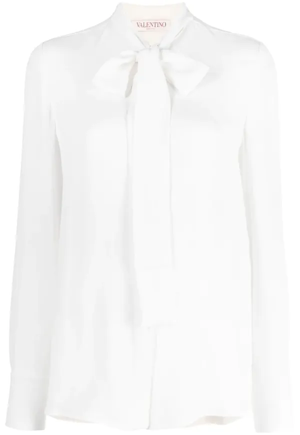 Valentino Georgette sidenblus - Vit