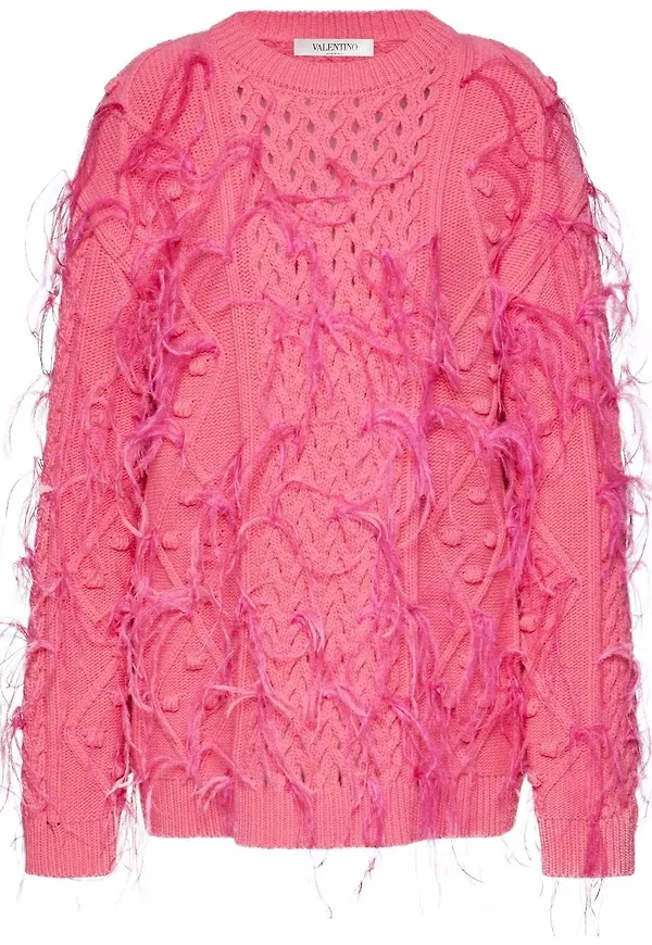 Valentino glesstickad ylletröja - Rosa