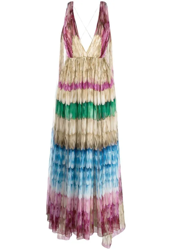 Valentino Golden Wings draperad aftonklänning - Neutral