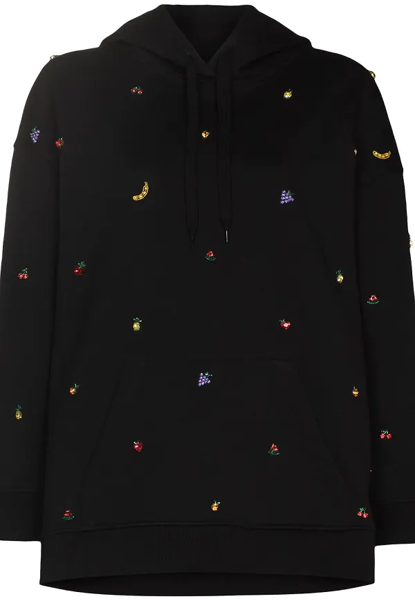 Valentino hoodie med fruktbroderi - Svart