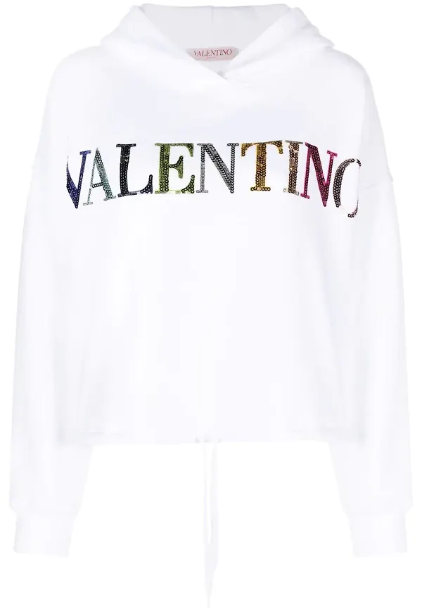 Valentino hoodie med paljettlogotyp - Vit