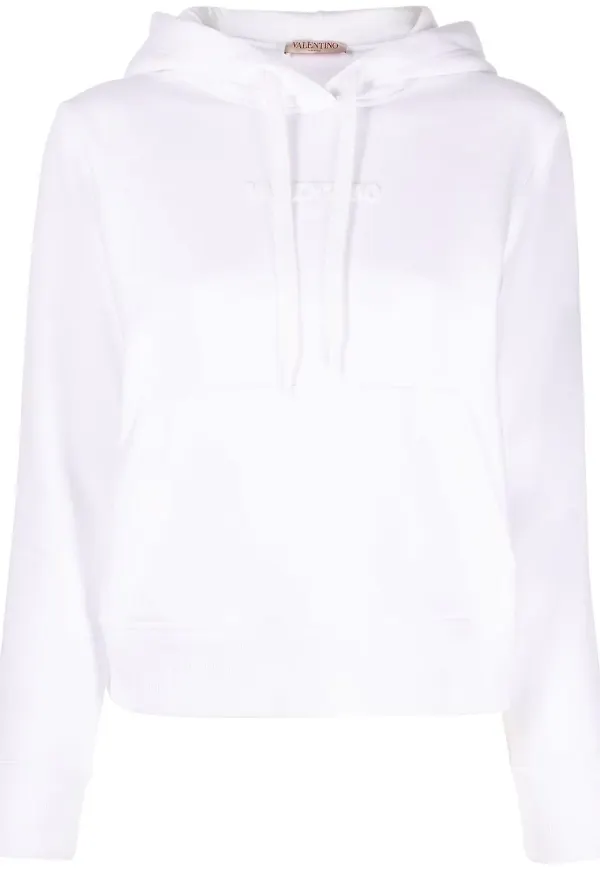 Valentino hoodie med präglad logotyp - Vit