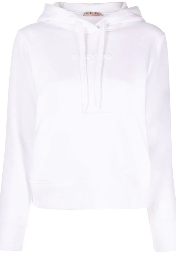 Valentino hoodie med präglad logotyp - Vit