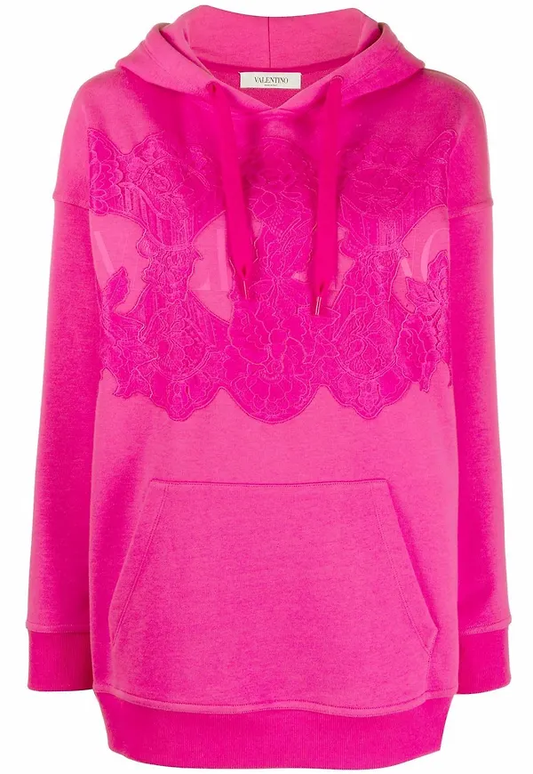 Valentino hoodie med spetspanel - Rosa