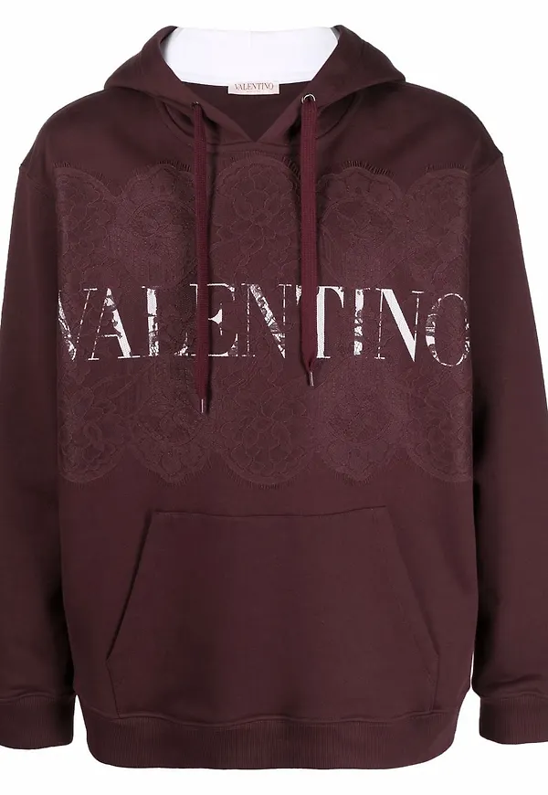 Valentino hoodie med spetspanel - Röd