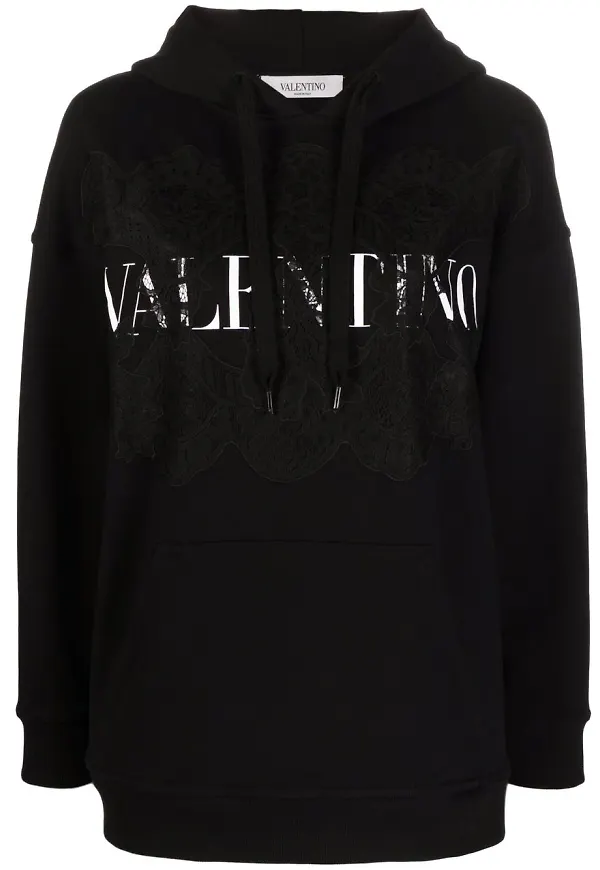 Valentino hoodie med spetspanel - Svart