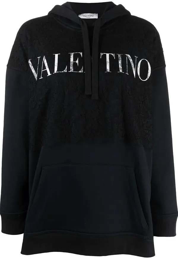 Valentino hoodie med spetspanel - Svart