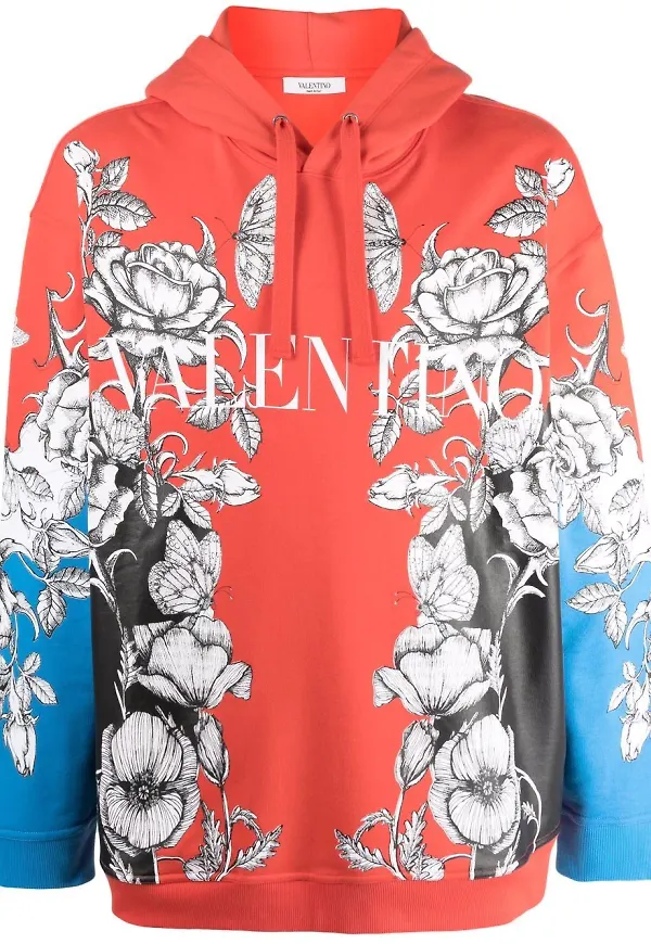 Valentino hoodie med tryck - Röd