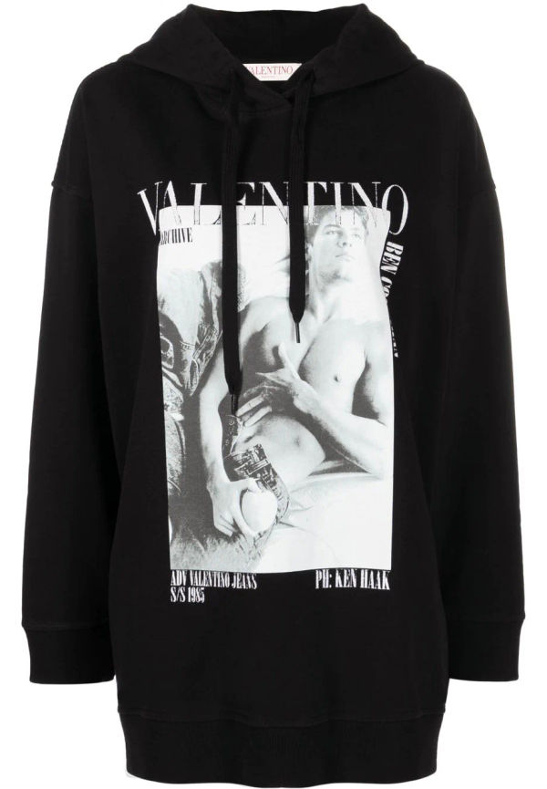 Valentino hoodie med tryck - Svart