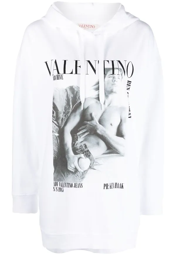 Valentino hoodie med tryck - Vit