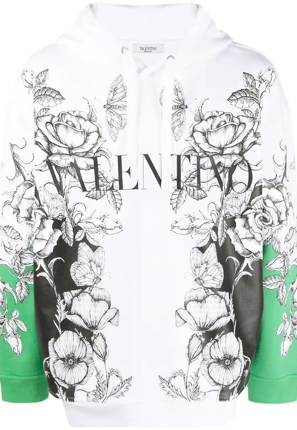 Valentino hoodie med tryck - Vit