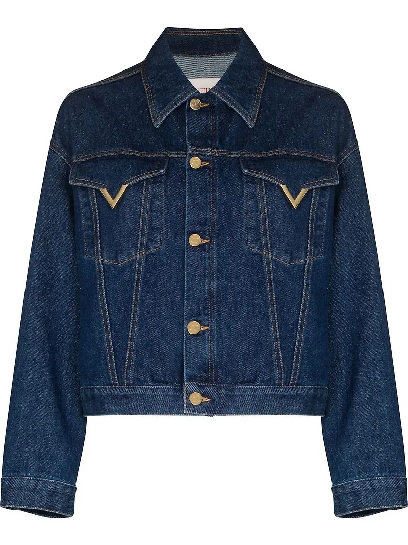 Valentino jeansjacka med logotyp - Blå