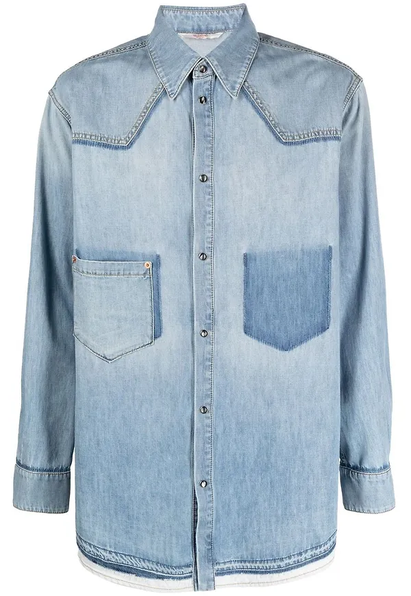 Valentino jeansskjorta med fickdetalj - Blå