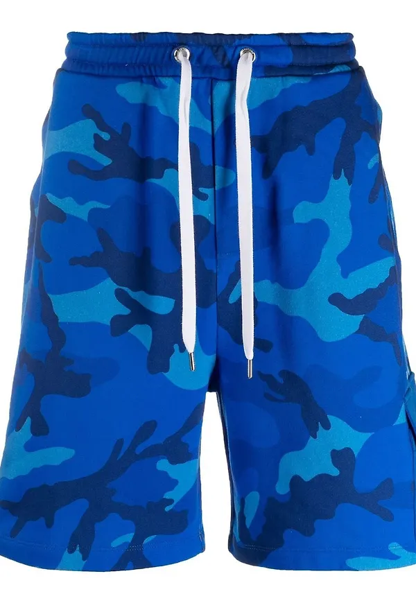 Valentino kamouflagemönstrade cargoshorts - Blå
