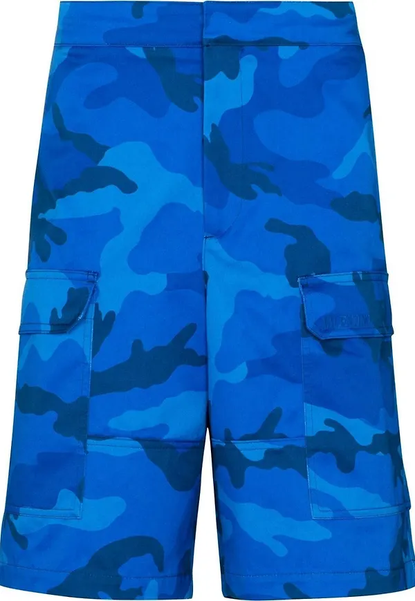 Valentino kamouflagemönstrade shorts - Blå
