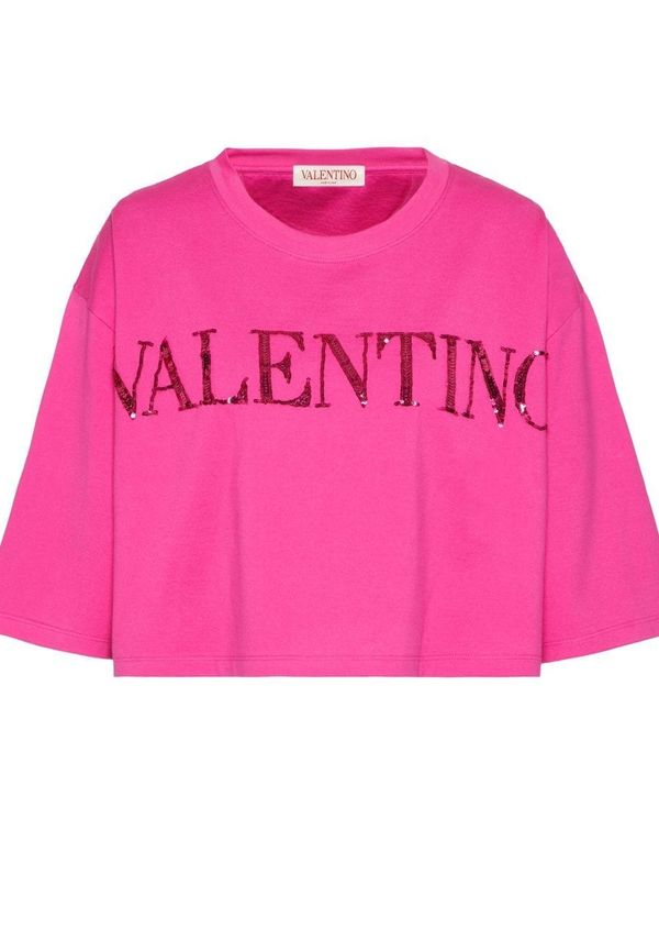 Valentino kort t-shirt med paljetter - Rosa