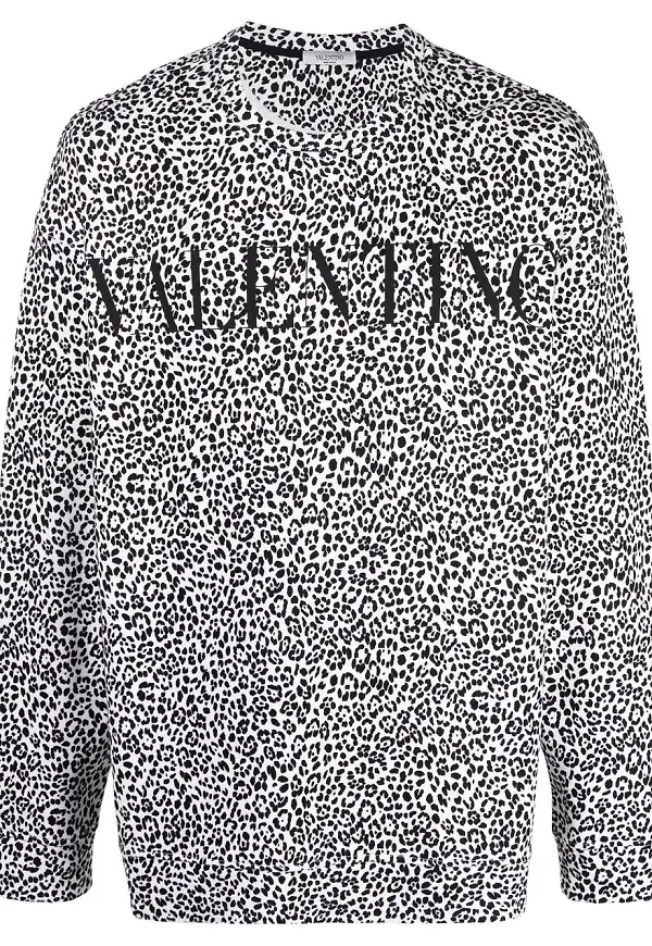 Valentino leopardmönstrad tröja - Vit