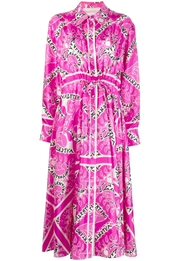 Valentino logo-print shirt dress - Rosa