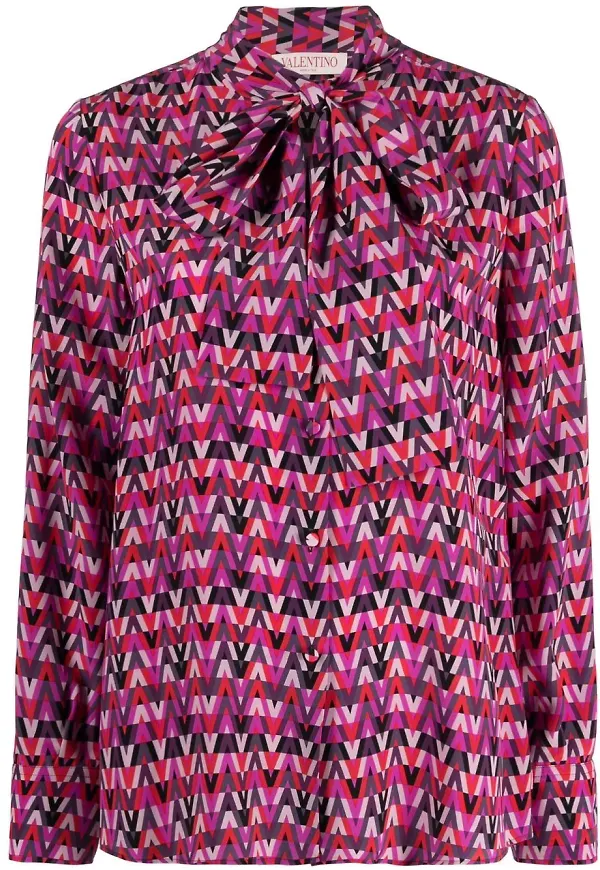 Valentino långärmad blus med motiv - Rosa