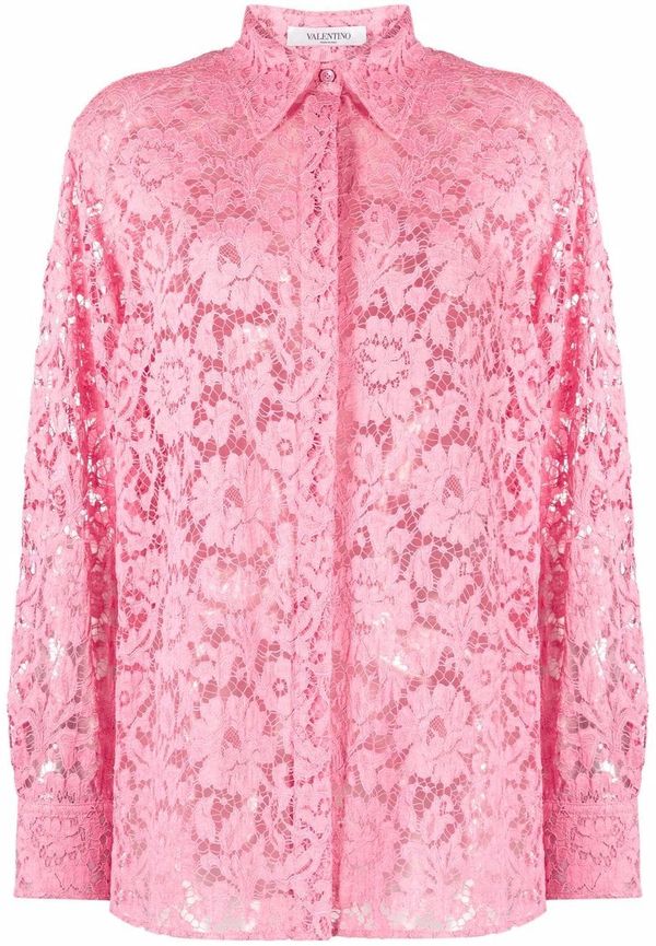 Valentino långärmad spetsskjorta - Rosa