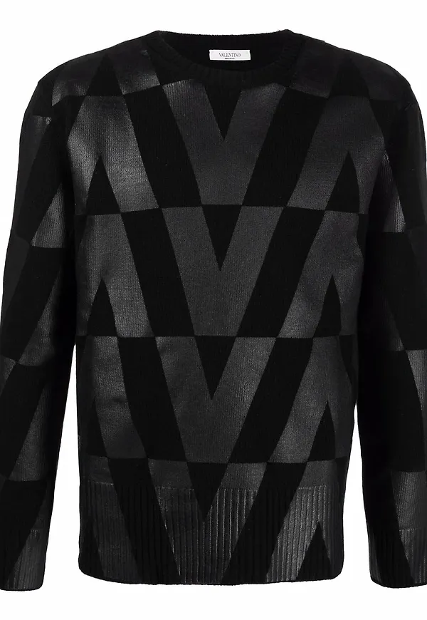 Valentino långärmad tröja med monogram - Svart