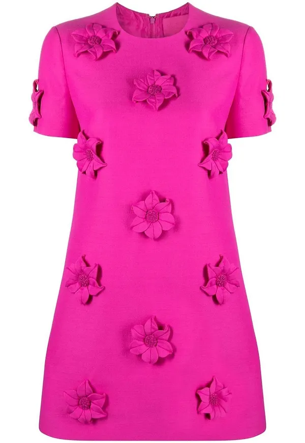 Valentino miniklänning med blomapplikation - Rosa