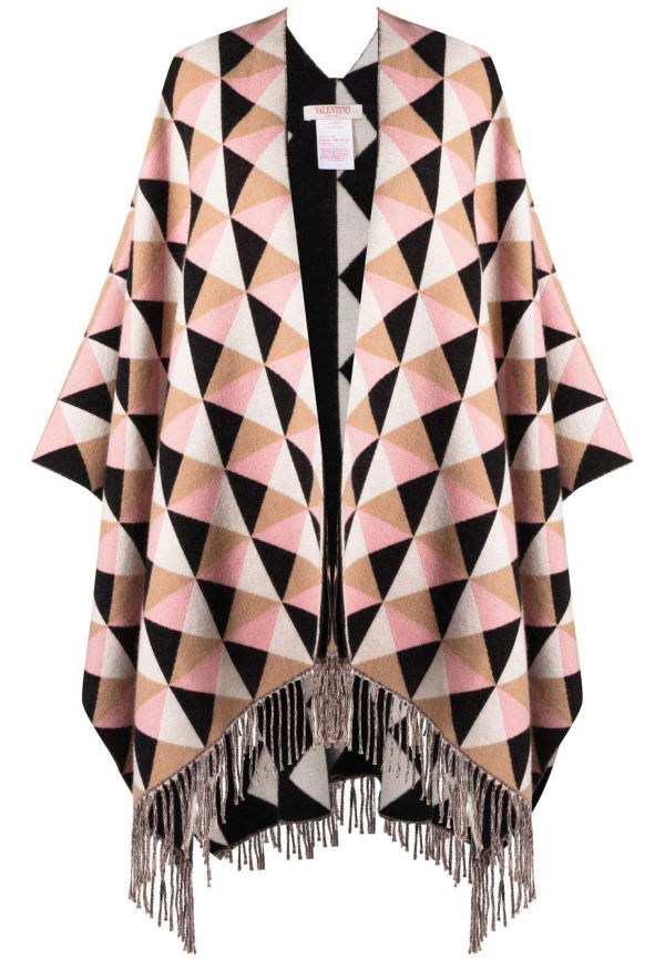 Valentino poncho med geometriskt mönster - Rosa