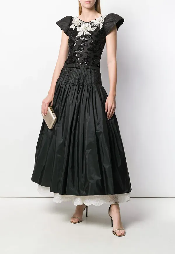 Valentino Pre-Owned broderad balklänning - Svart