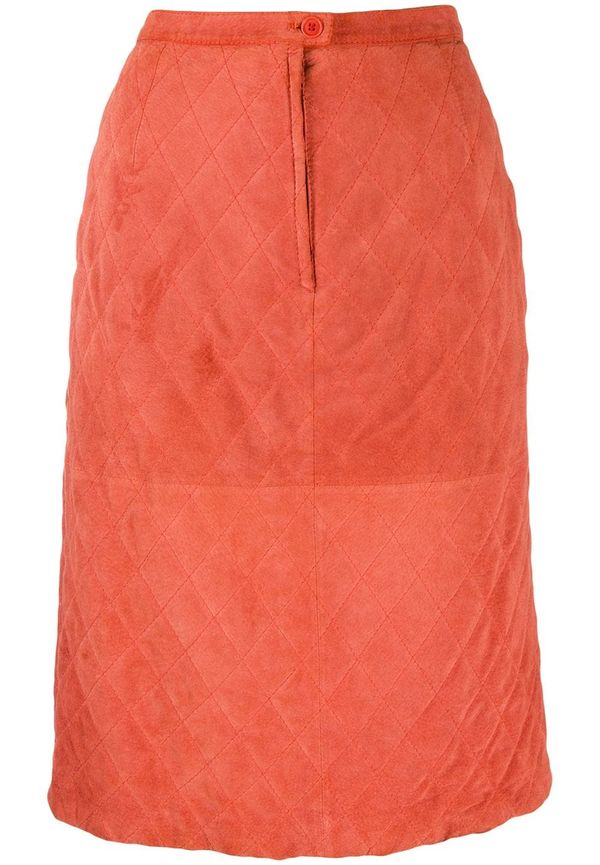 Valentino Pre-Owned diamantquiltad kjol från 1980-talet - Orange