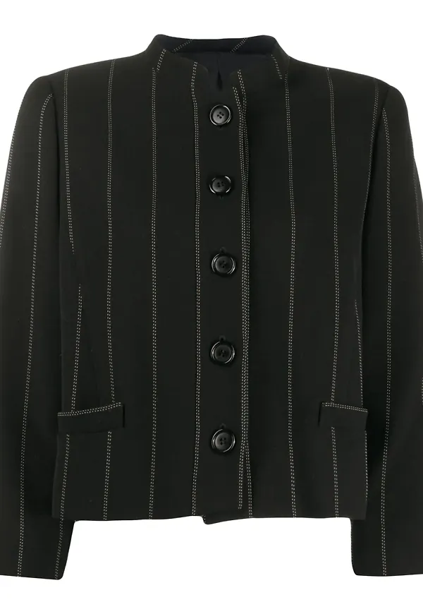 Valentino Pre-Owned kritstrecksrandig jacka från 1980-talet - Svart