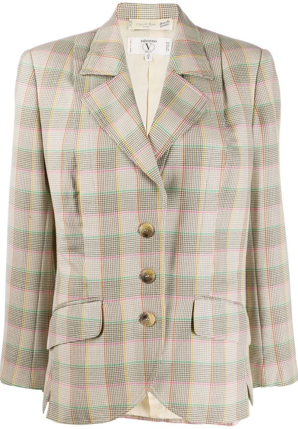 Valentino Pre-Owned rutig jacka från 1980-talet - Neutral