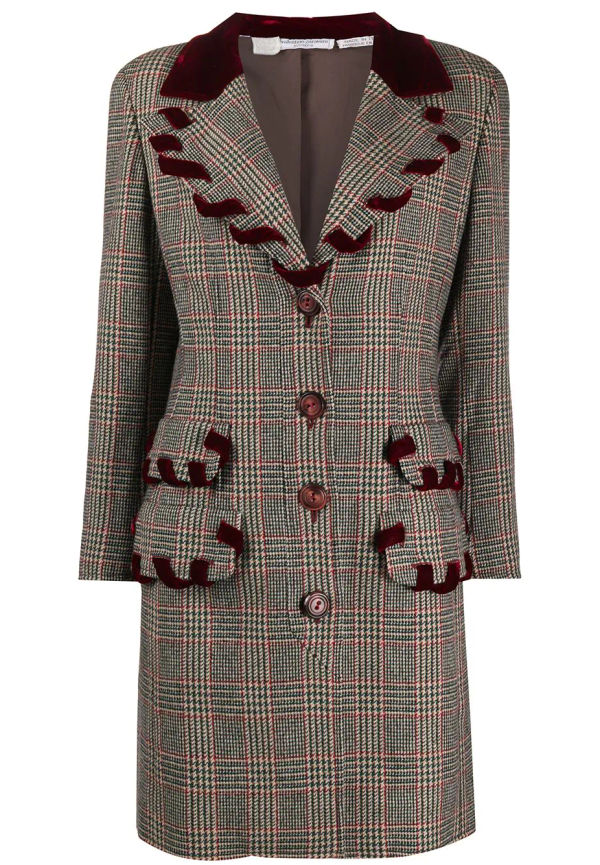 Valentino Pre-Owned rutig kappa från 1990-talet - Brun