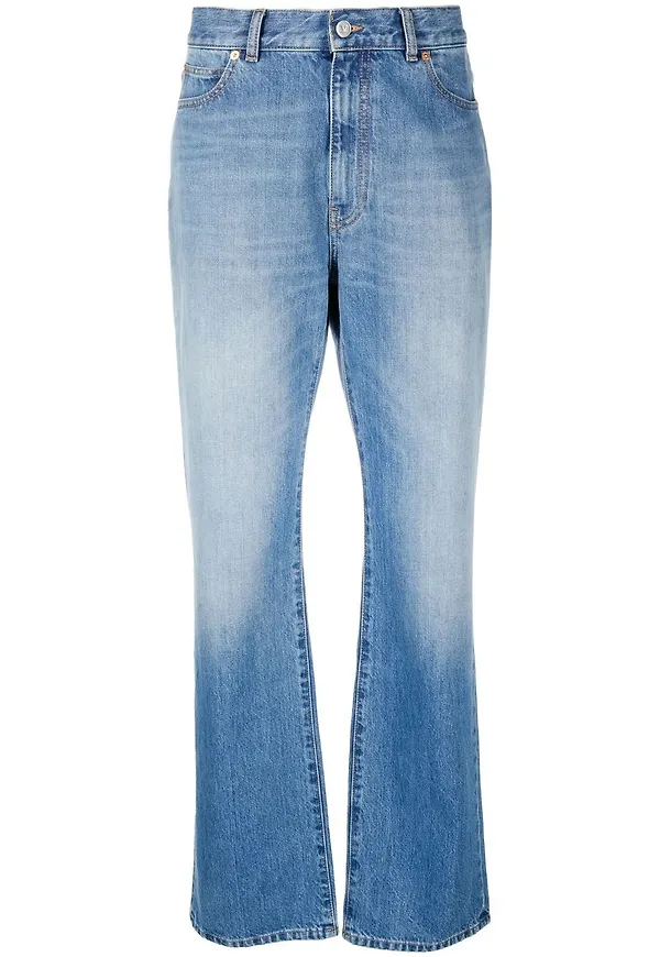 Valentino raka jeans med fotomärke - Blå