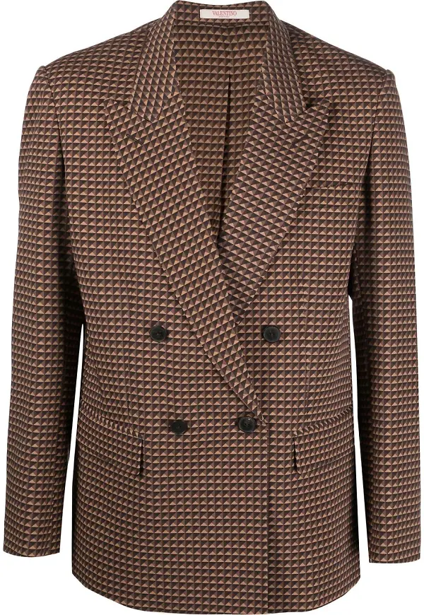 Valentino Rockstud dubbelknäppt blazer - Brun