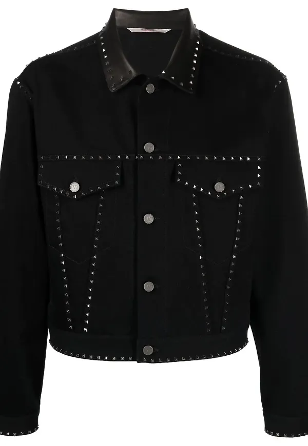 Valentino Rockstud utsmyckad jeansjacka - Svart
