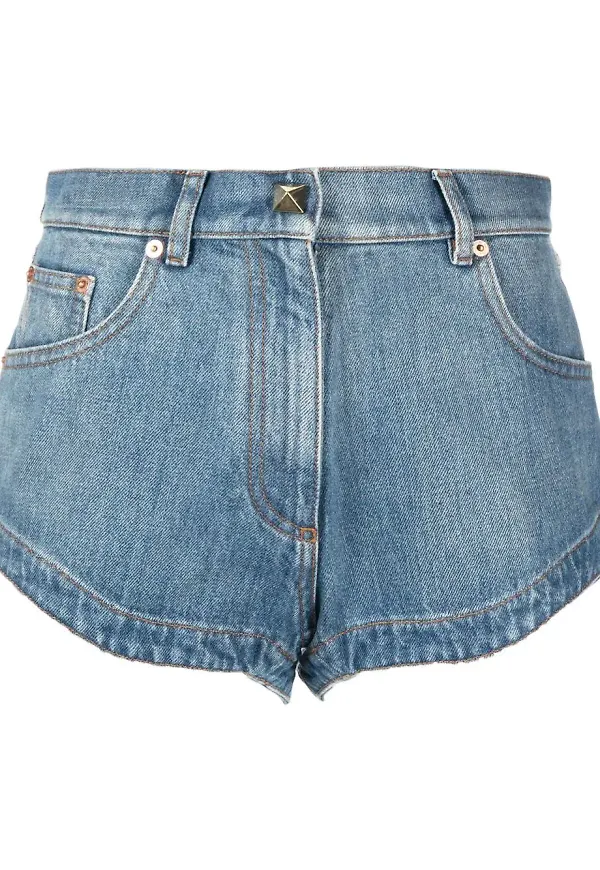 Valentino Roman Stud jeansshorts - Blå