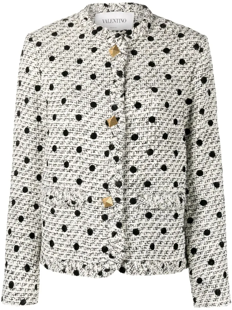 Valentino Roman Stud prickig tweedjacka - Vit
